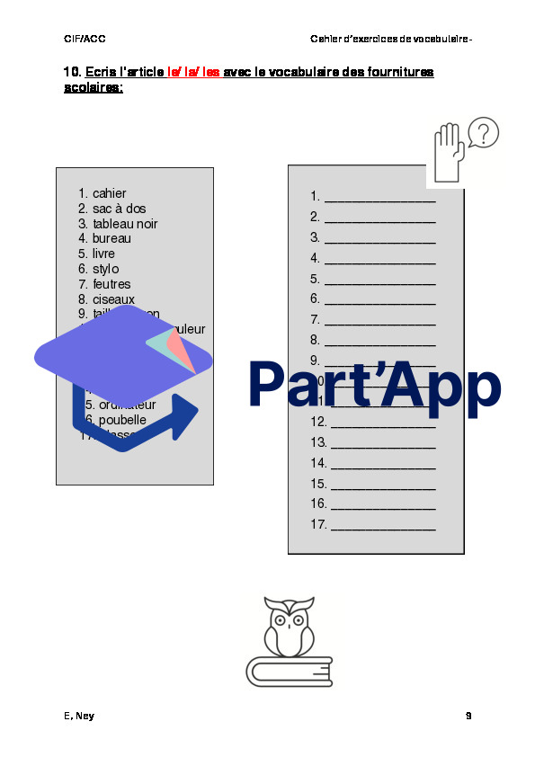 Les fournitures scolaires CIF/ACC_12