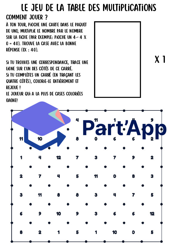 Jeu des Multiplications (Tables de 1 à 12) – Le Jeu des Carrés avec cartes UNO (5H-8H)_3
