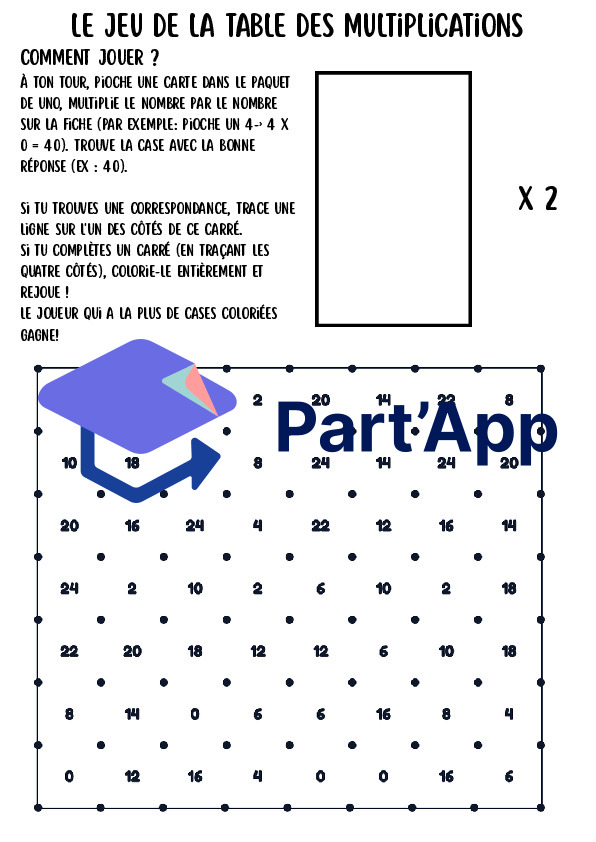 Jeu des Multiplications (Tables de 1 à 12) – Le Jeu des Carrés avec cartes UNO (5H-8H)_4