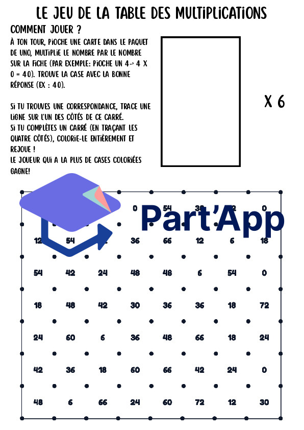 Jeu des Multiplications (Tables de 1 à 12) – Le Jeu des Carrés avec cartes UNO (5H-8H)_8