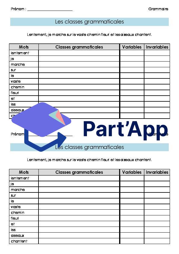Français 7H-8H - Classes grammaticales (fiches d'exercices, rituels)_4