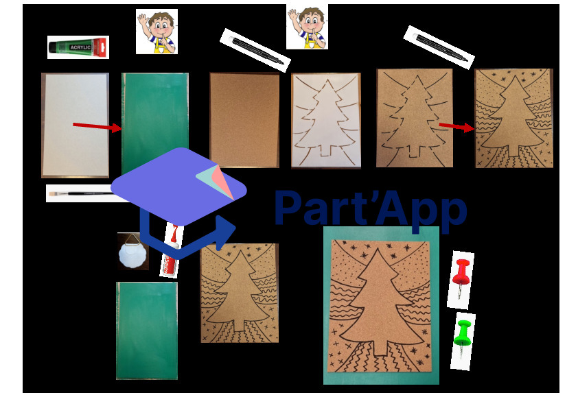 Sapin de Noël : fabriquer un tableau mémo et un emballage cadeau renne_2