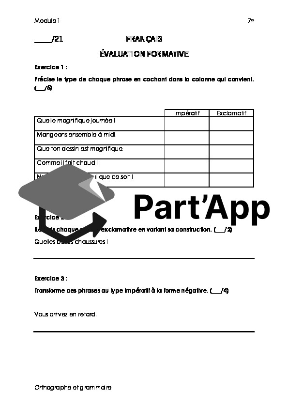 Evaluation formative 7e français module 1 (grammaire et orthographe)_2