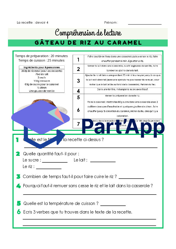 Compréhension de lecture - la recette_5