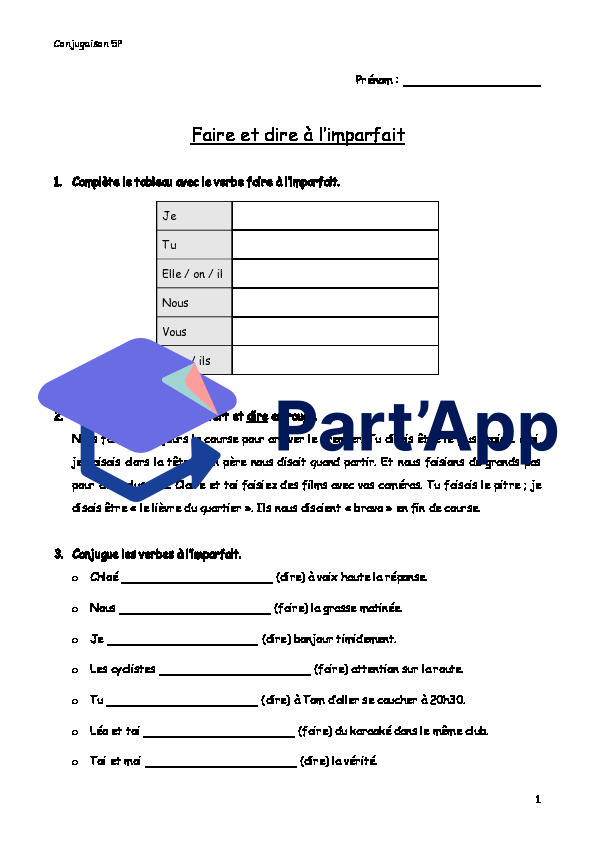 Conjugaison imparfait - faire + dire_2