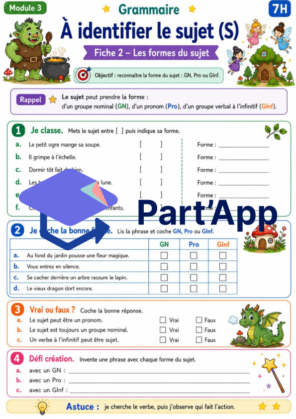 Grammaire 7H – Module 3 : identifier le sujet_7