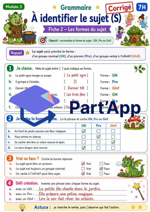 Grammaire 7H – Module 3 : identifier le sujet_8