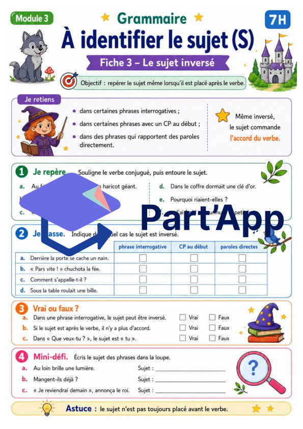 Grammaire 7H – Module 3 : identifier le sujet_9