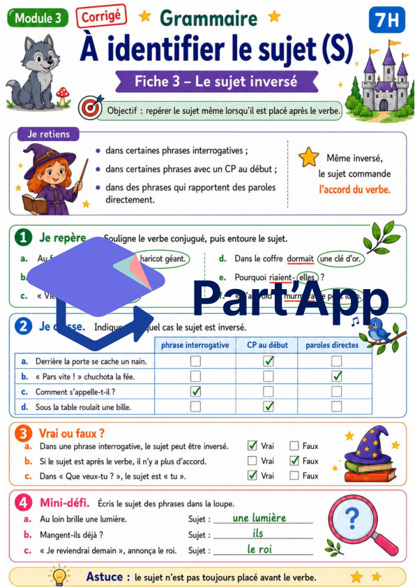 Grammaire 7H – Module 3 : identifier le sujet_10