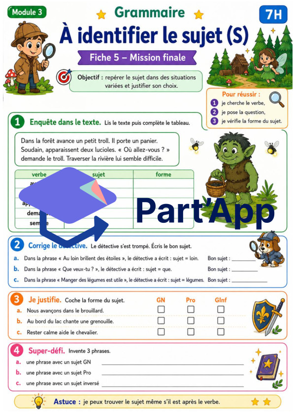Grammaire 7H – Module 3 : identifier le sujet_13