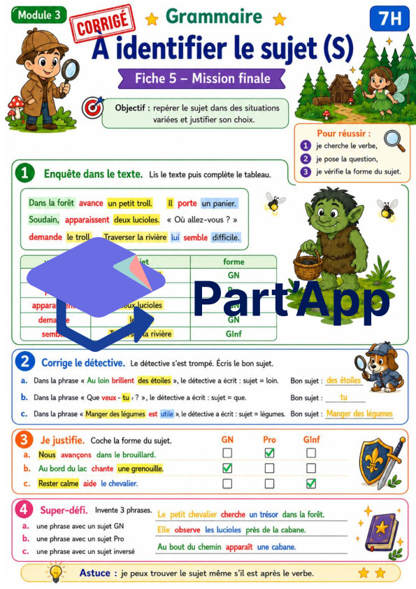 Grammaire 7H – Module 3 : identifier le sujet_14