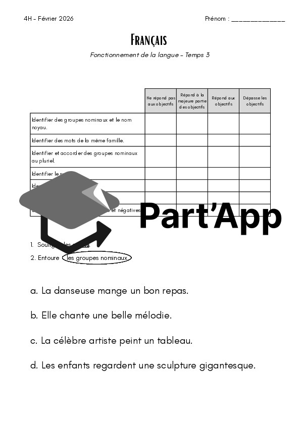 Evaluation français 4H - FDL - arts_2
