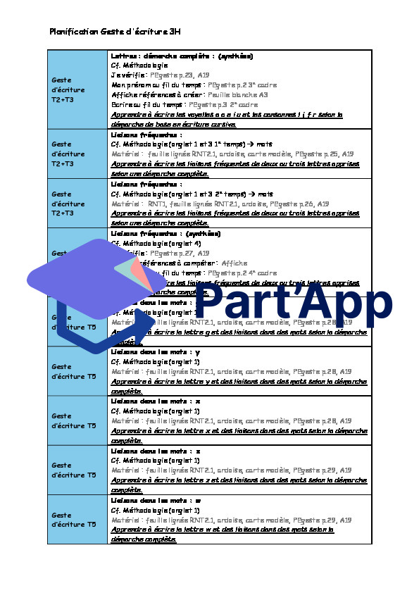 Planification français nouvelle méthodologie Geste d'écriture 3H avec lien direct vers les activités du site_4