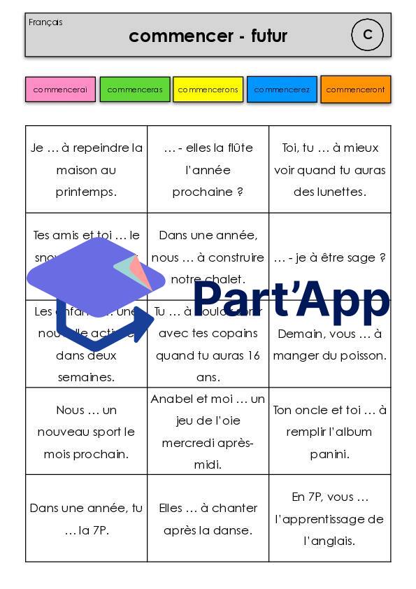 5-6H Jeu du tapis des verbes commencer et manger au PIF_2