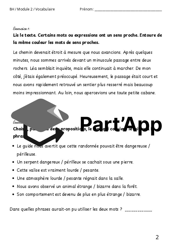 Les mots de sens proches - module 2_3