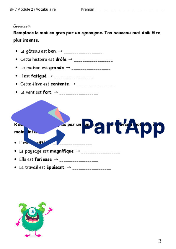 Les mots de sens proches - module 2_4