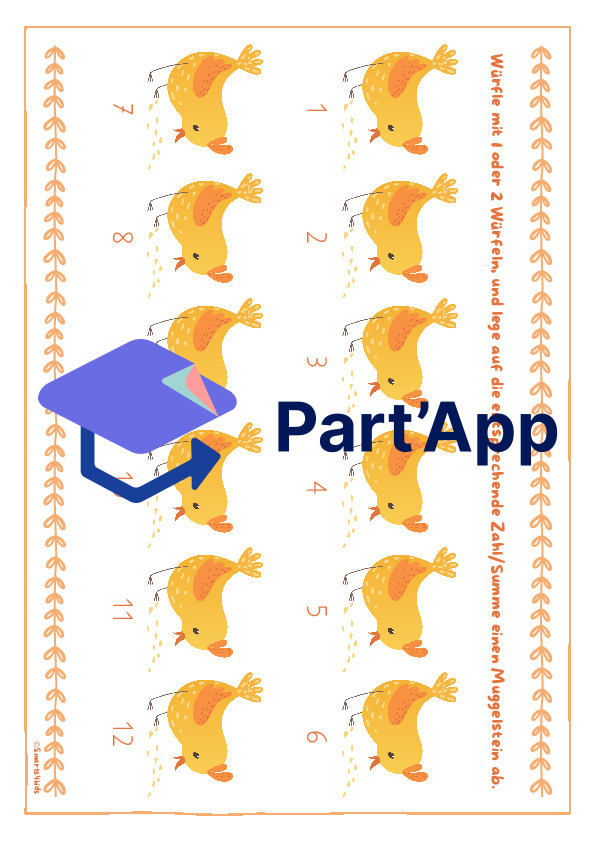 🐔 Poulet Jeu de dés de chiffres 1-12 et 1-6_17