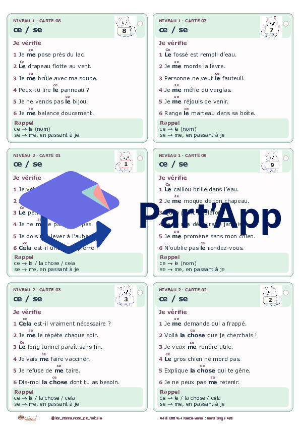 🐾 Mes ateliers autocorrectifs ce / se – 2 niveaux | 4 CHF 🐾_5