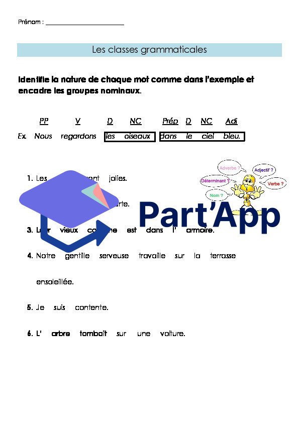 Français 7H-8H - Classes et fonctions grammaticales (fiche d'exercices 1)_2