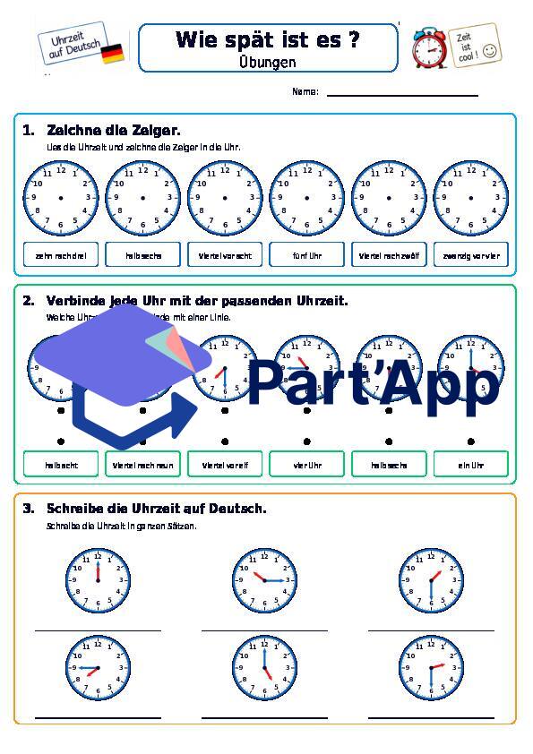 Wie spät ist es ? - 7H Einheit 3 - exercices sur les heures_2