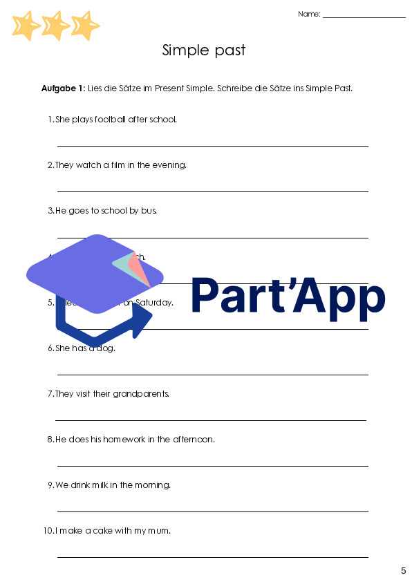 Past Simple 6 : fiches d'exercices A1 | Fiches d'exercices différenciées pour les classes de 5e et 6e_7