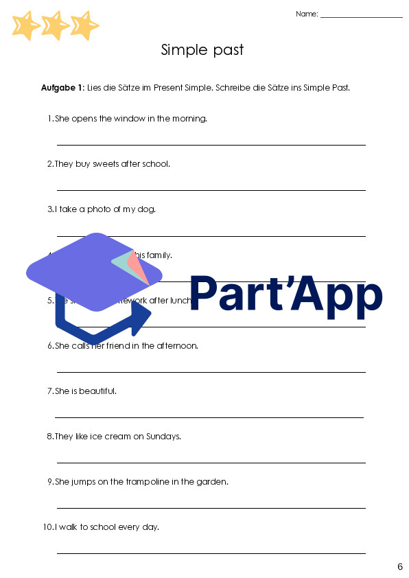 Past Simple 6 : fiches d'exercices A1 | Fiches d'exercices différenciées pour les classes de 5e et 6e_8