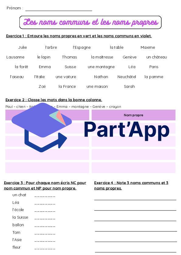 Fiche - Les noms communs et les noms propres - NC et NP_2