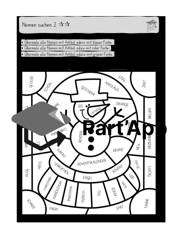 Weihnachten Arbeitsblatt Nomen & Würfelspiel_3