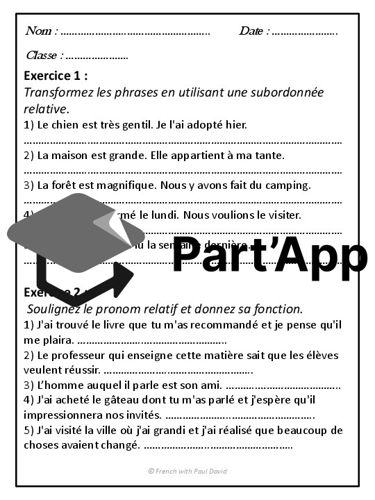 Subordonnée relative: Explications et exercices_7