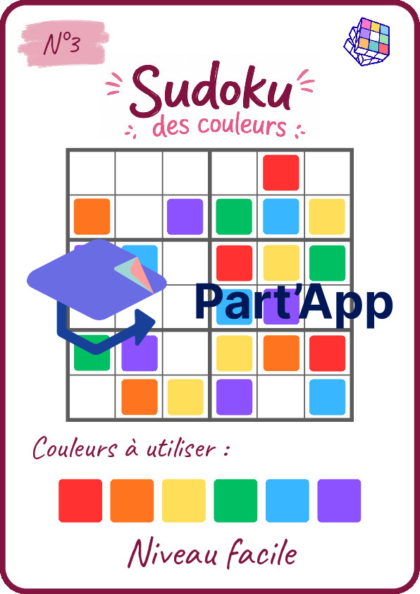 Sudoku des couleurs – Niveau facile (6×6)_4