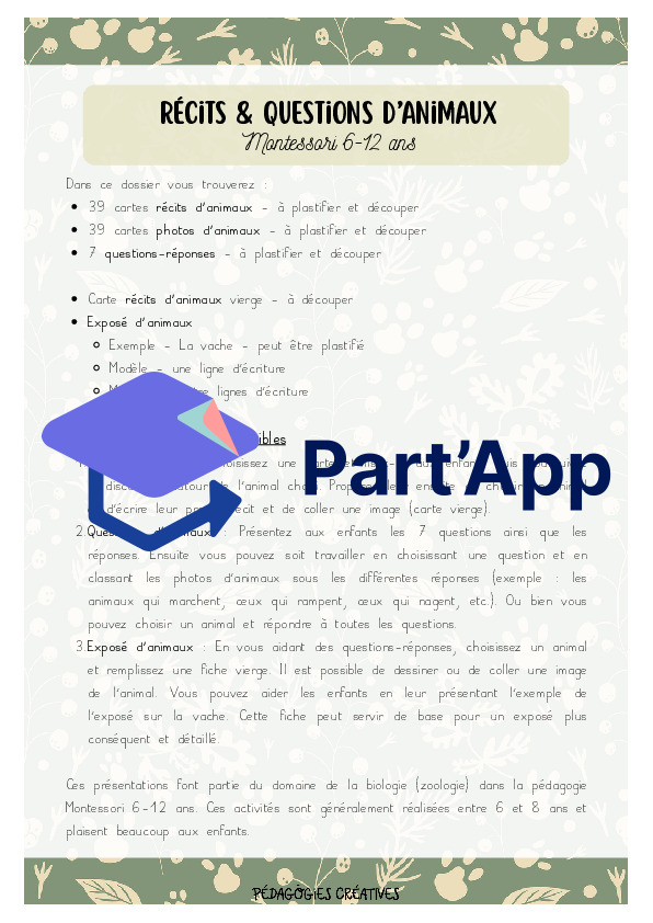 Récits & Questions d'animaux - Montessori 6-12 ans_2