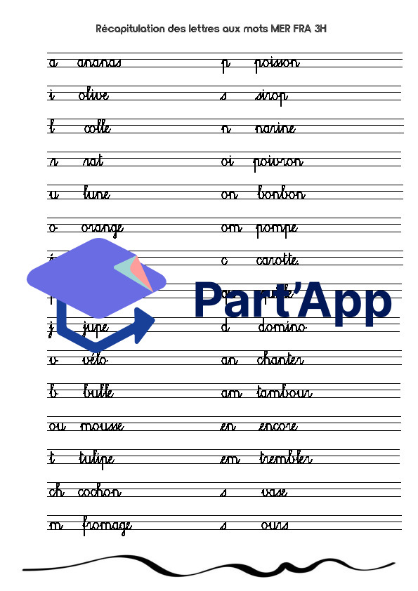 Recap' des lettres aux mots MER FRA 3H_2