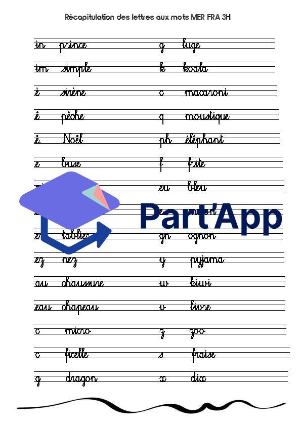 Recap' des lettres aux mots MER FRA 3H_3