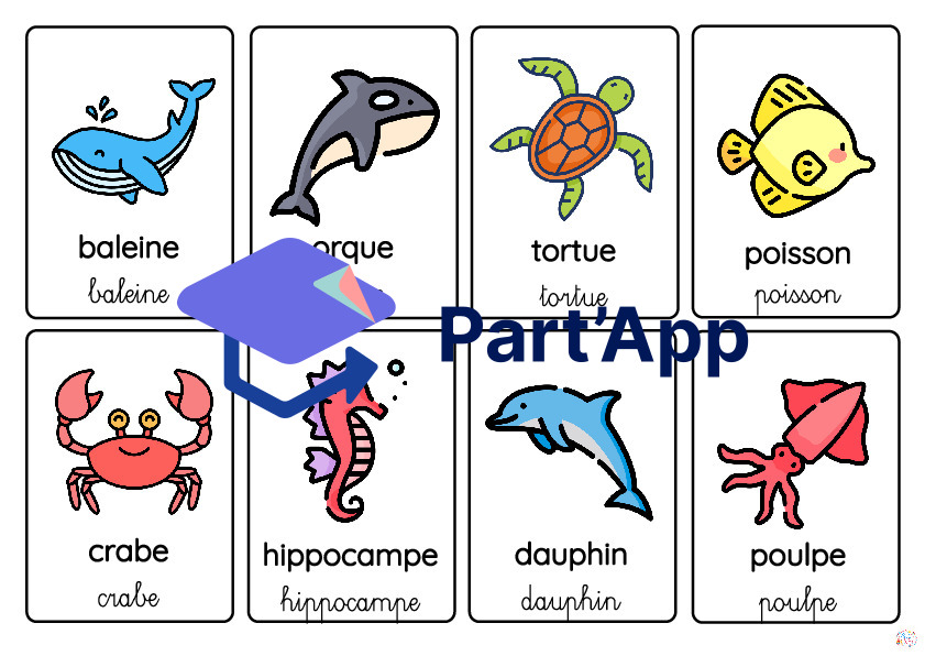 Carte de vocabulaire - Les animaux marins_2