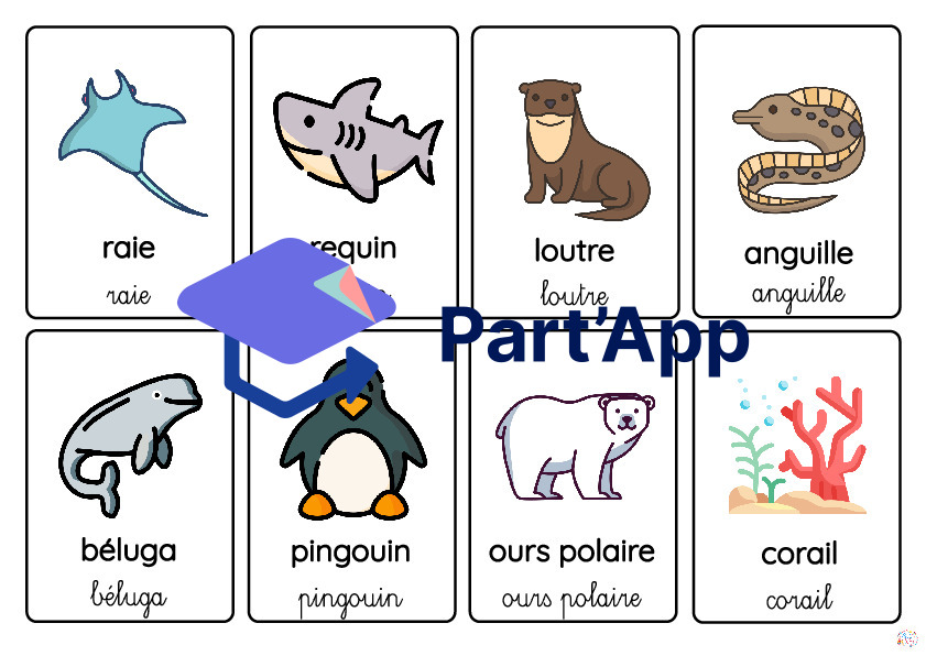 Carte de vocabulaire - Les animaux marins_4