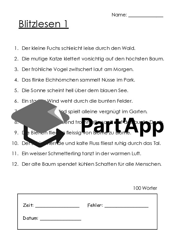 Blitzlesen 2. Klasse : Promotion de la lecture & augmentation de la vitesse de lecture - 10 fiches d'exercices pour une lecture fluide avec protocole de lecture_5