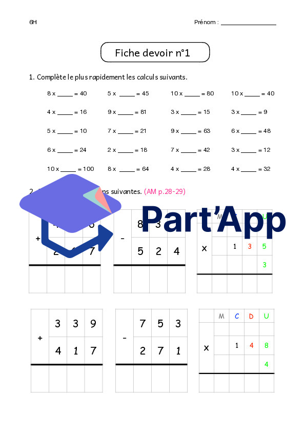 Devoirs de mathématiques 6H_2