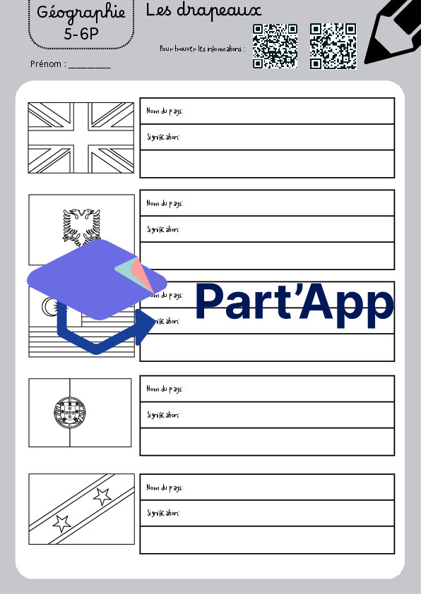 Géographie - 5-6P - Coloriage drapeaux des pays + trouver la signification avec des tablettes_2