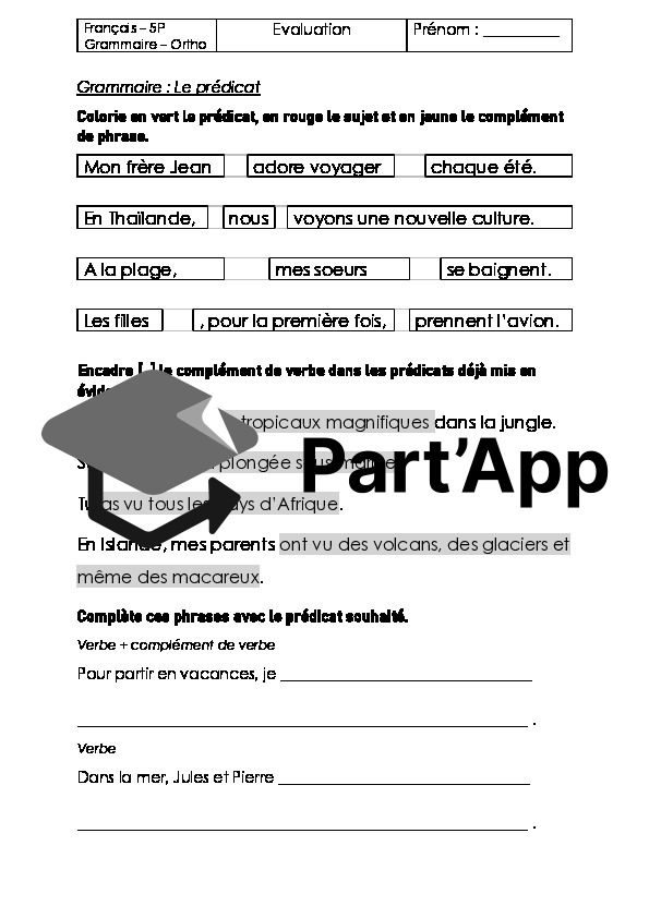 Français 5P - Module 4 - Evaluation - Ortho et grammaire_2