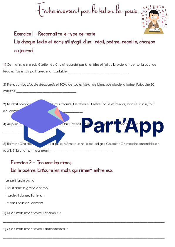 Fiche d’exercices sur le parcours : poésie_2