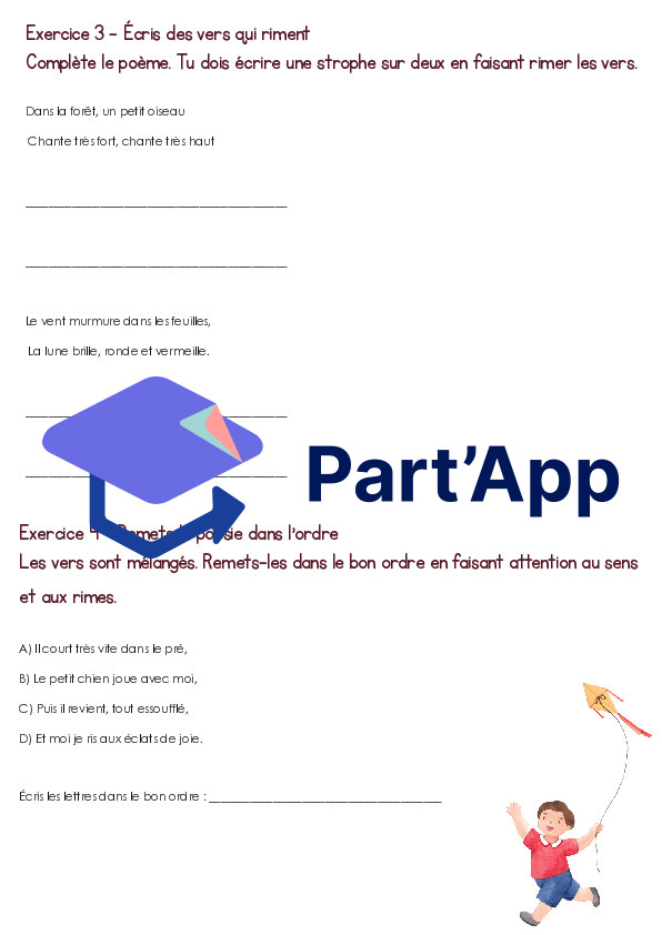 Fiche d’exercices sur le parcours : poésie_3