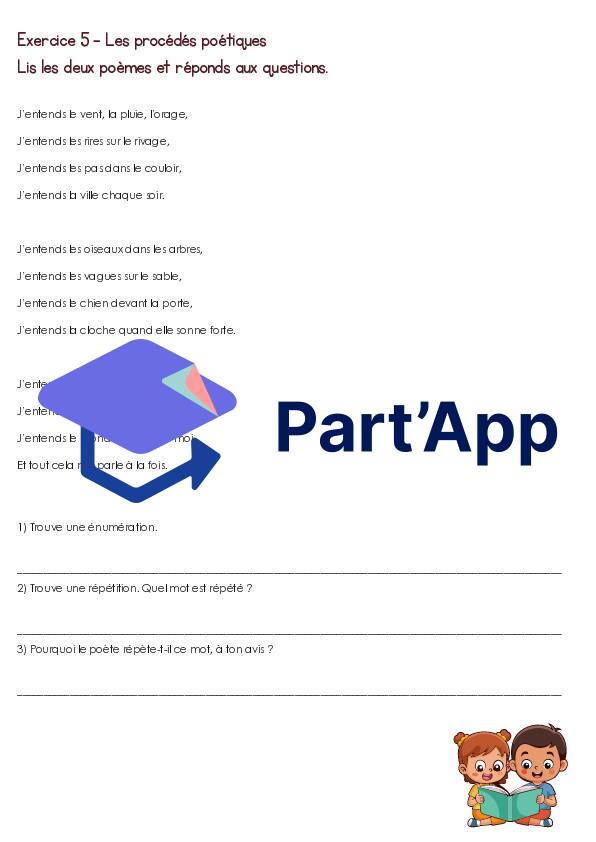 Fiche d’exercices sur le parcours : poésie_4