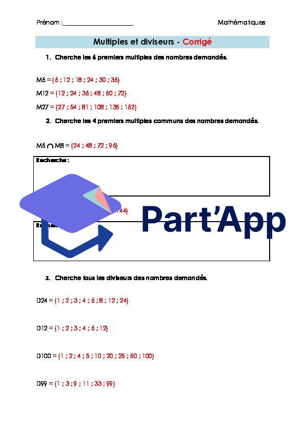 Maths 7H-8H - Multiples et diviseurs (fiche d'exercices + corrigé)_3