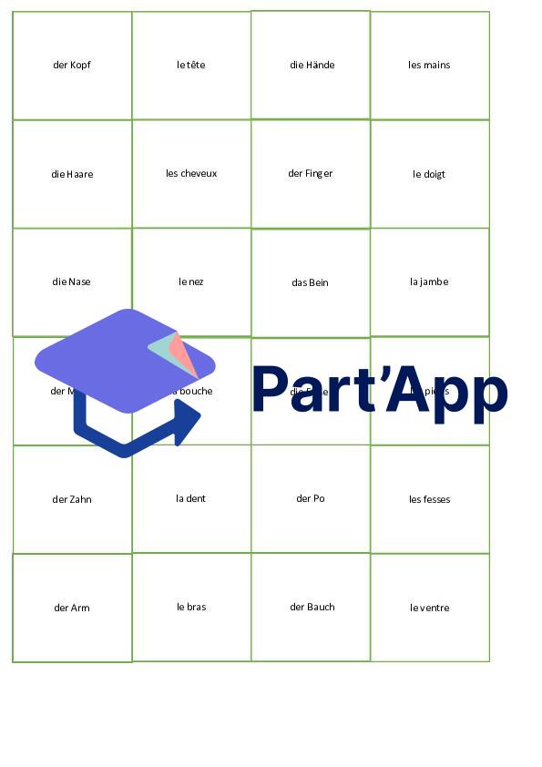 Jeu memory sur les parties du corps en allemand_2