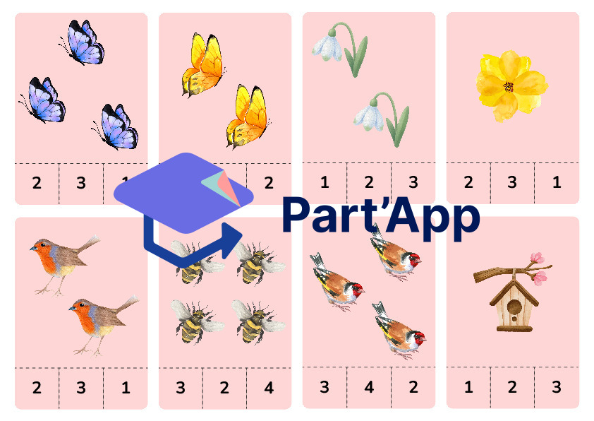 Maths dénombrement cartes à pince 1 à 12 le printemps_2