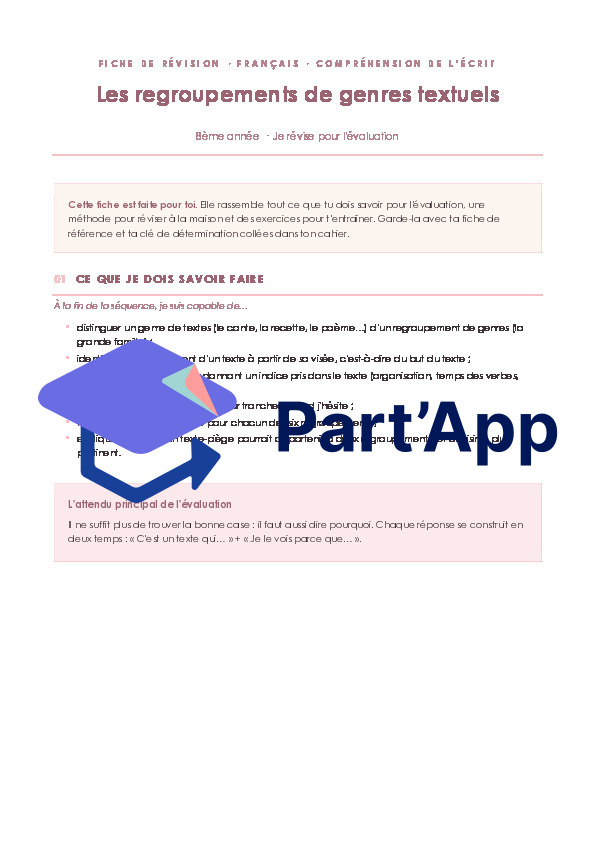 Français - compréhension de l'écrit - les regroupements de genres - dossier révision_2