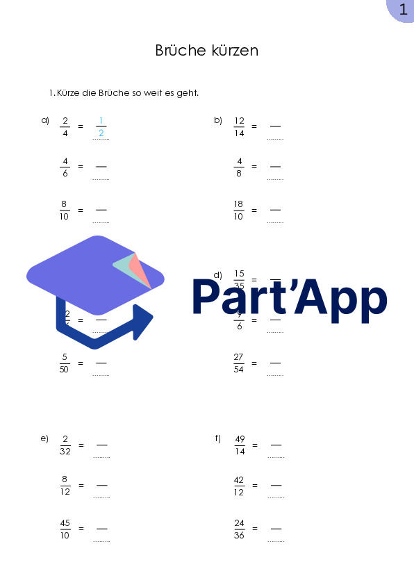 Réduire les fractions – 5 fiches d'exercices | Mathématiques 5e et 6e | Exercices et préparation aux contrôles_3