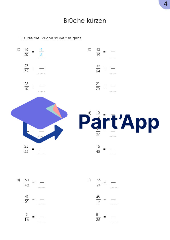 Réduire les fractions – 5 fiches d'exercices | Mathématiques 5e et 6e | Exercices et préparation aux contrôles_6