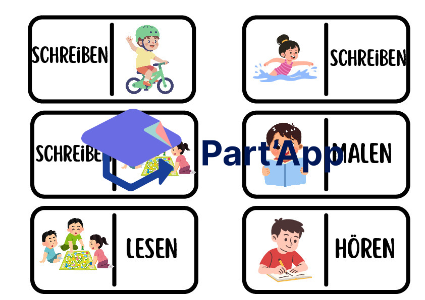 Jeu de dominos allemand 7H : Verbes d'action et loisirs (Vocabulaire FLE)_4