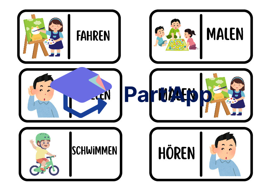 Jeu de dominos allemand 7H : Verbes d'action et loisirs (Vocabulaire FLE)_5